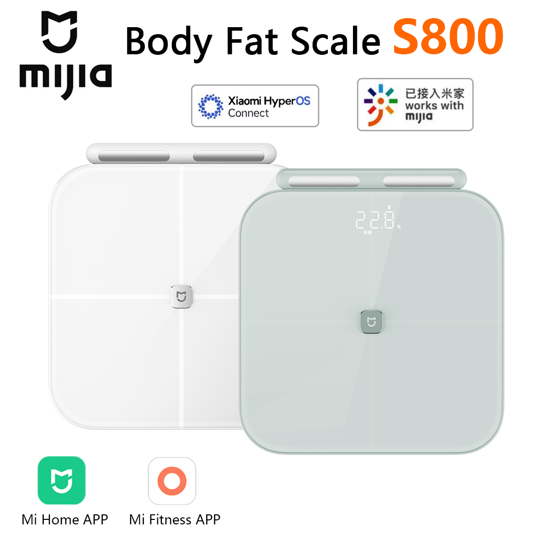 Body Fat Scale Smart - Mijiaスマート体組成計S800 8電極Bluetoothデュアルバンド検出 最大150KG BMI ITO強化ガラス Mi