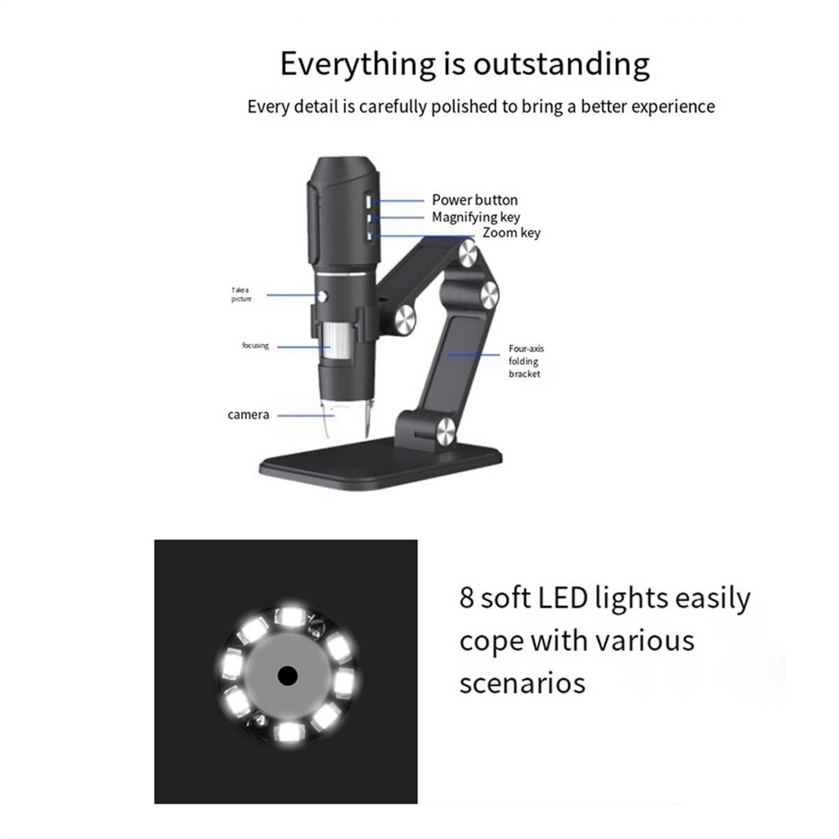 Usb Microscope Digital - A06K ワイヤレス顕微鏡、WiFi USB デジタルハンドヘルド顕微鏡、50 ～ 1600x