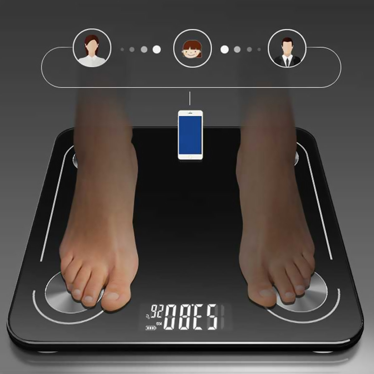 インテリジェント体脂肪計 強化ガラスプラットフォーム LED - Body Fat Scale Smart のレビューと価格