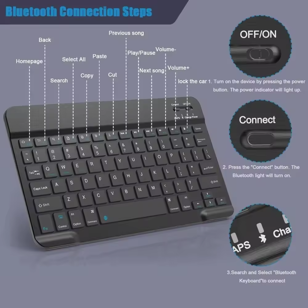 Bluetooth ワイヤレスキーボード携帯電話タブレットキ - Wireless Keyboard Mini のレビューと価格