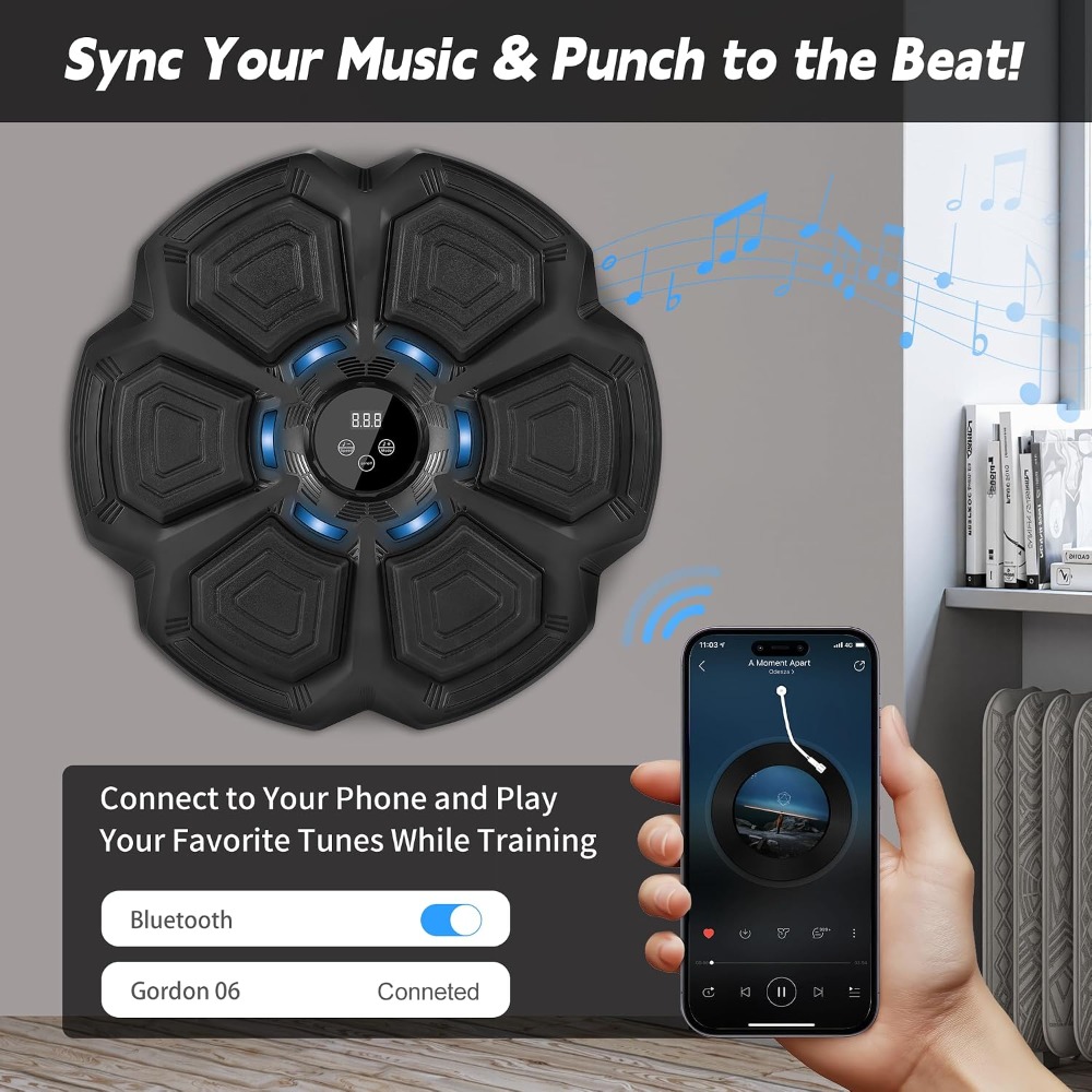 インタラクティブ音楽ボクシングマシン（グローブ付き、壁掛け式 - Led Gloves Music のレビューと価格